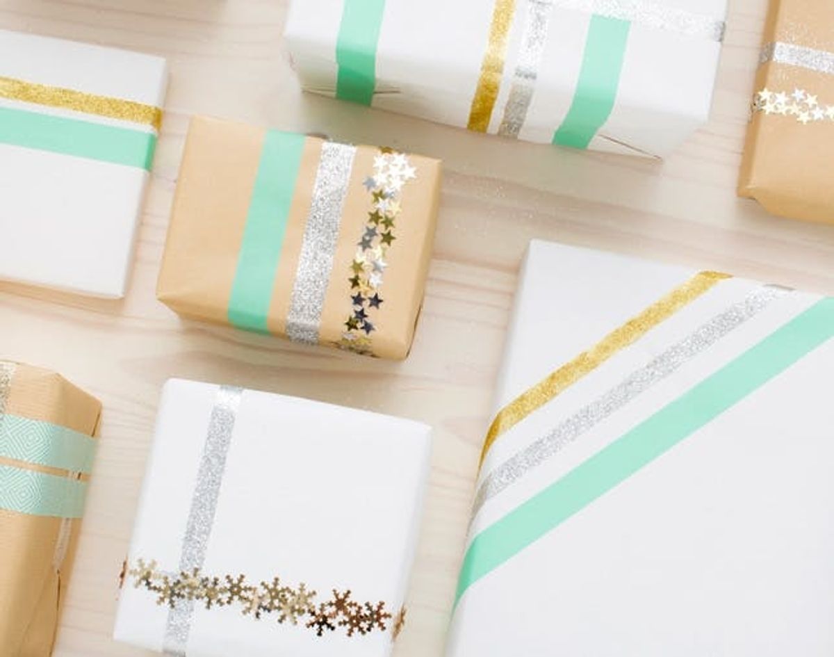 Make Confetti and Glitter Gift Wrap With Double-Sided Tape!