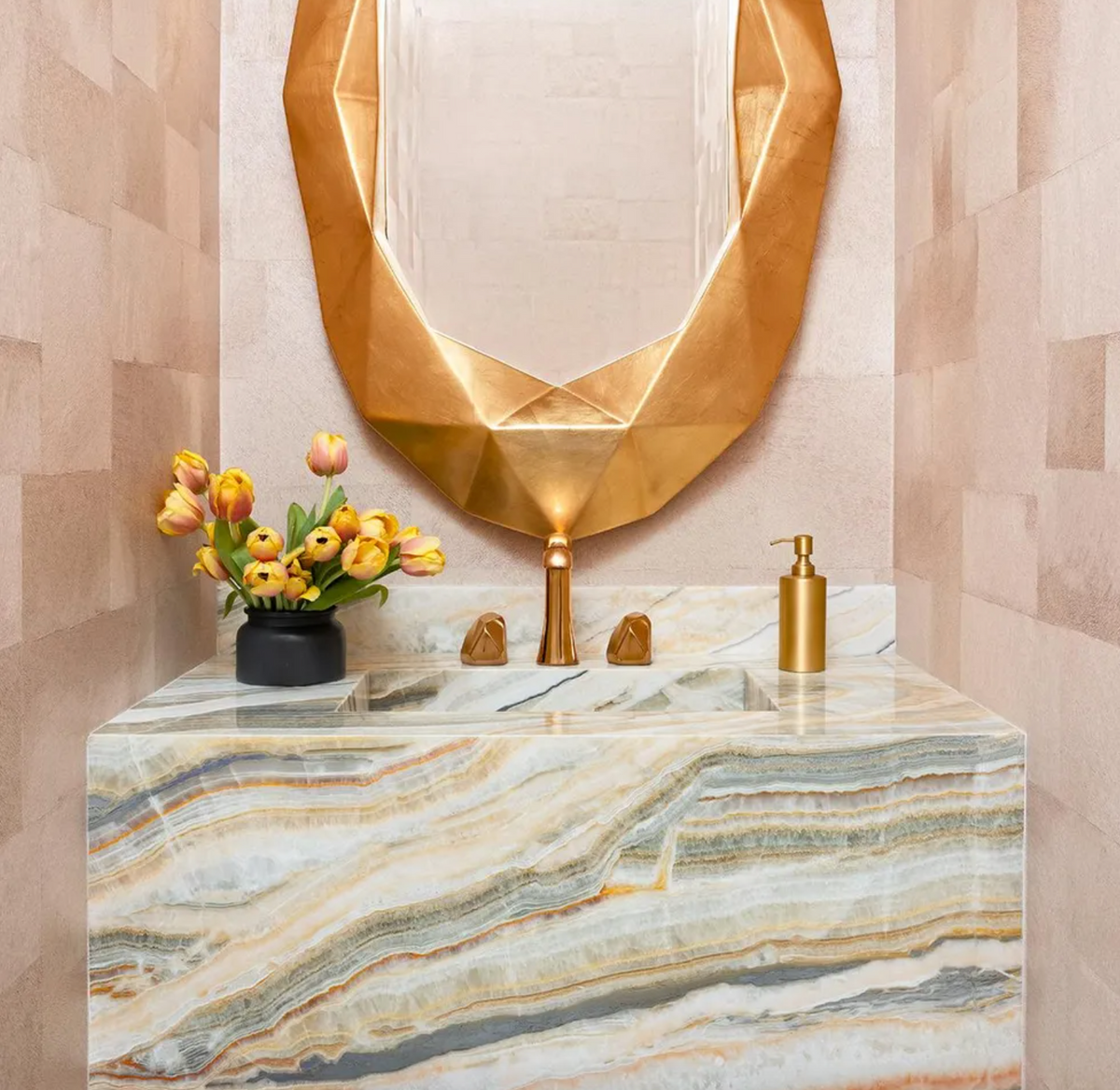 pink bathroom art deco vintage decor